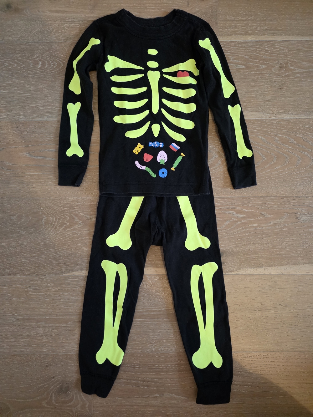 Kids Glow-In-The-Dark Skeleton Long John Pajama Set